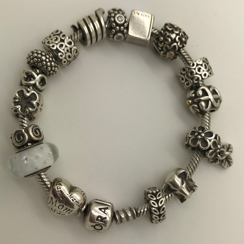 Pandora 925 Silver bracelet with charms